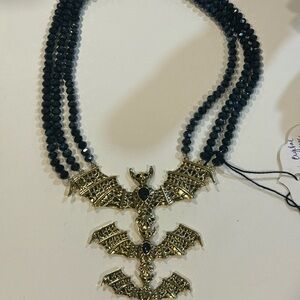 Gold and Black Bat Necklace